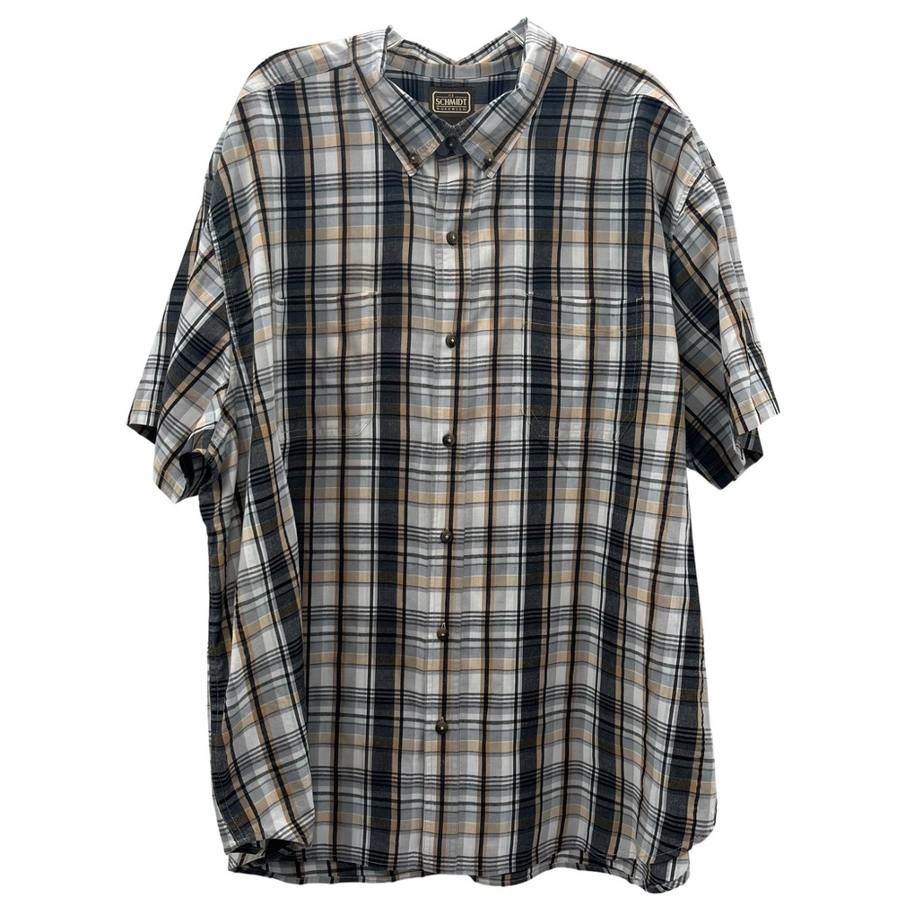 C.E. Schmidt Workwear 3XL Grey Plaid Shot Sleeve Workwear Causal